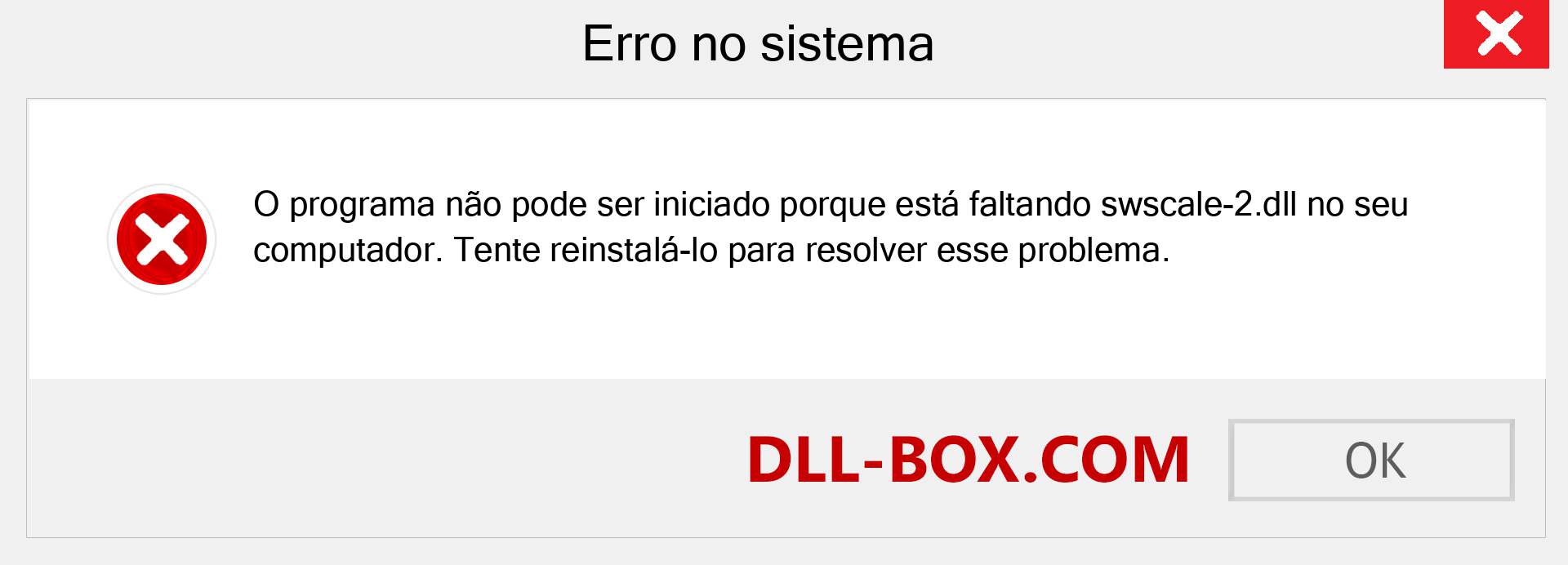 Arquivo swscale-2.dll ausente ?. Download para Windows 7, 8, 10 - Correção de erro ausente swscale-2 dll no Windows, fotos, imagens